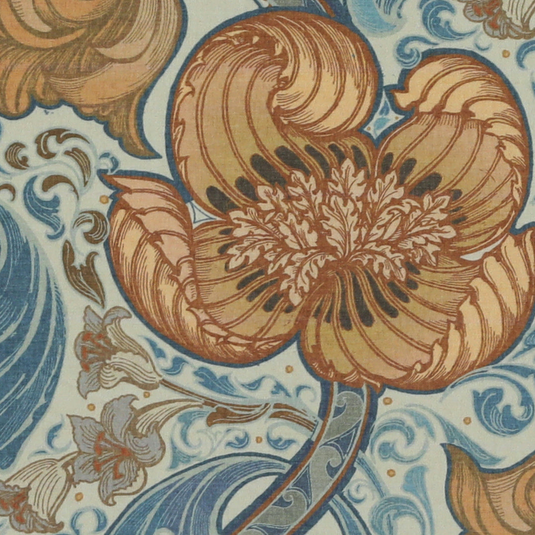 HOUSE Llewelyn-Bowen Down The Dilly Printed Velvet Fabric Cerulean
