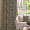 HOUSE Llewelyn-Bowen Down The Dilly Printed Velvet Made To Measure Curtains Cerulean