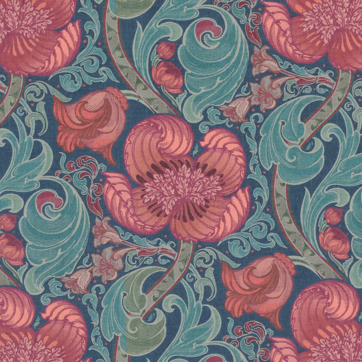 HOUSE Llewelyn-Bowen Down The Dilly Printed Velvet Fabric Sanguine