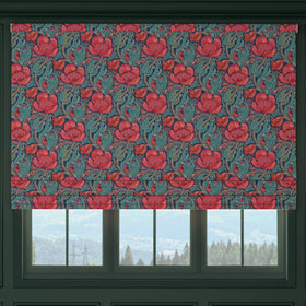 HOUSE Llewelyn-Bowen Down The Dilly Printed Velvet Made To Measure Roman Blind Sanguine