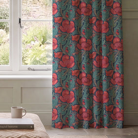 HOUSE Llewelyn-Bowen Down The Dilly Printed Velvet Made To Measure Curtains Sanguine
