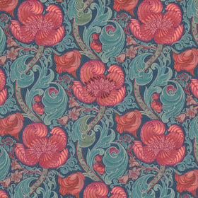 HOUSE Llewelyn-Bowen Down The Dilly Printed Velvet Fabric Sanguine