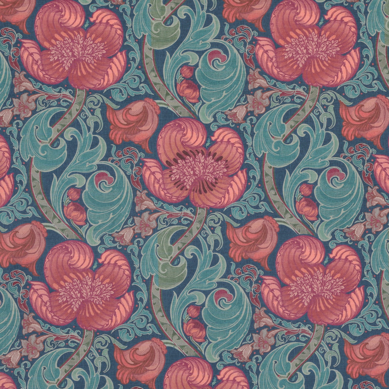 HOUSE Llewelyn-Bowen Down The Dilly Printed Velvet Fabric Sanguine