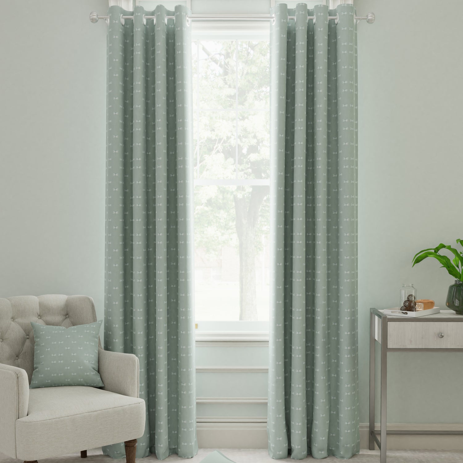 Sophie Allport Dragonfly Made to Measure Curtain Grey Blue