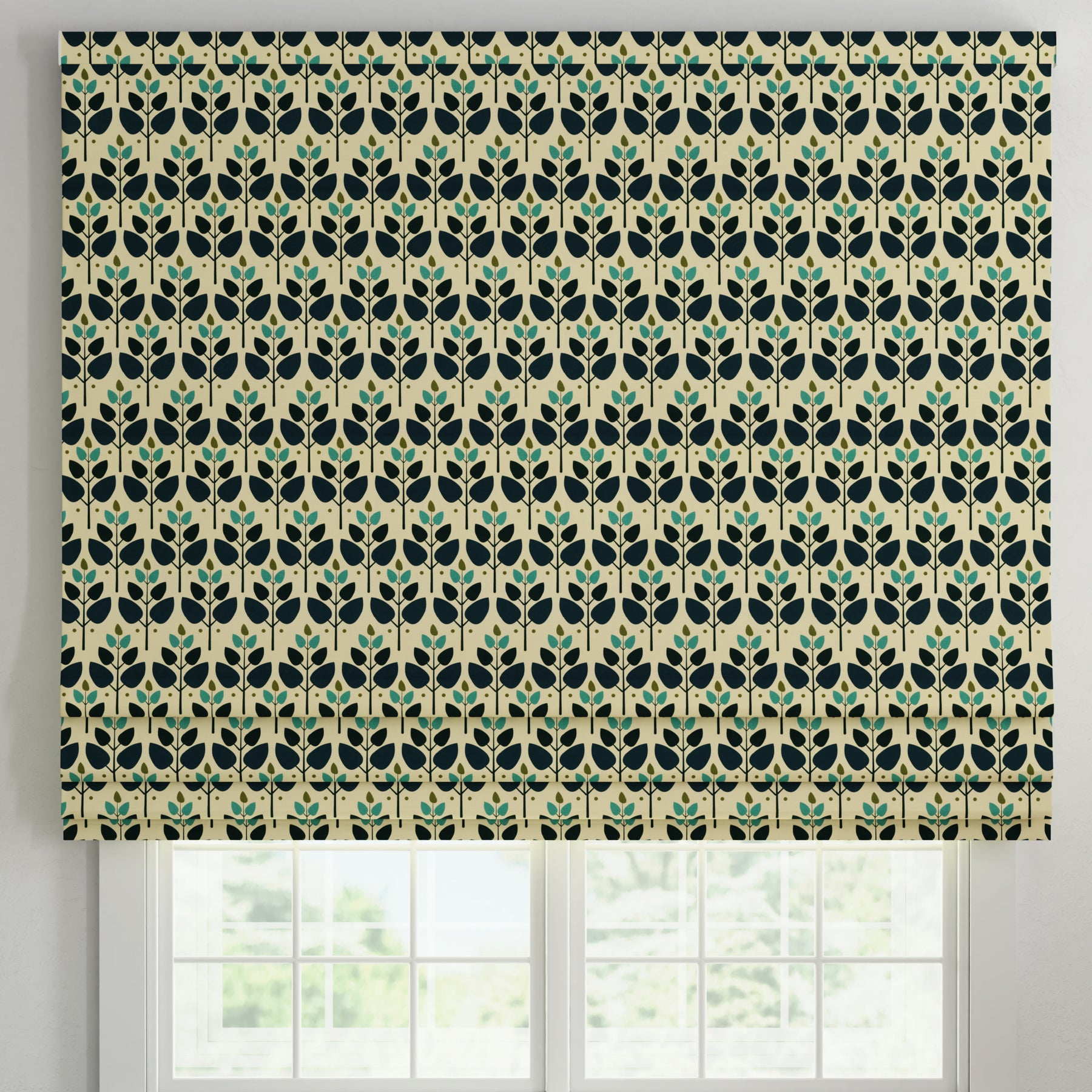 ANTE DECOR Cadiz Printed Cotton Made To Measure Roman Blind Lapis