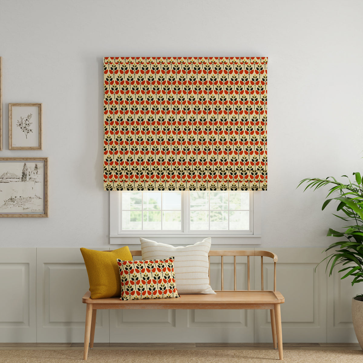 ANTE DECOR Cadiz Printed Cotton Made To Measure Roman Blind Burnt Umber