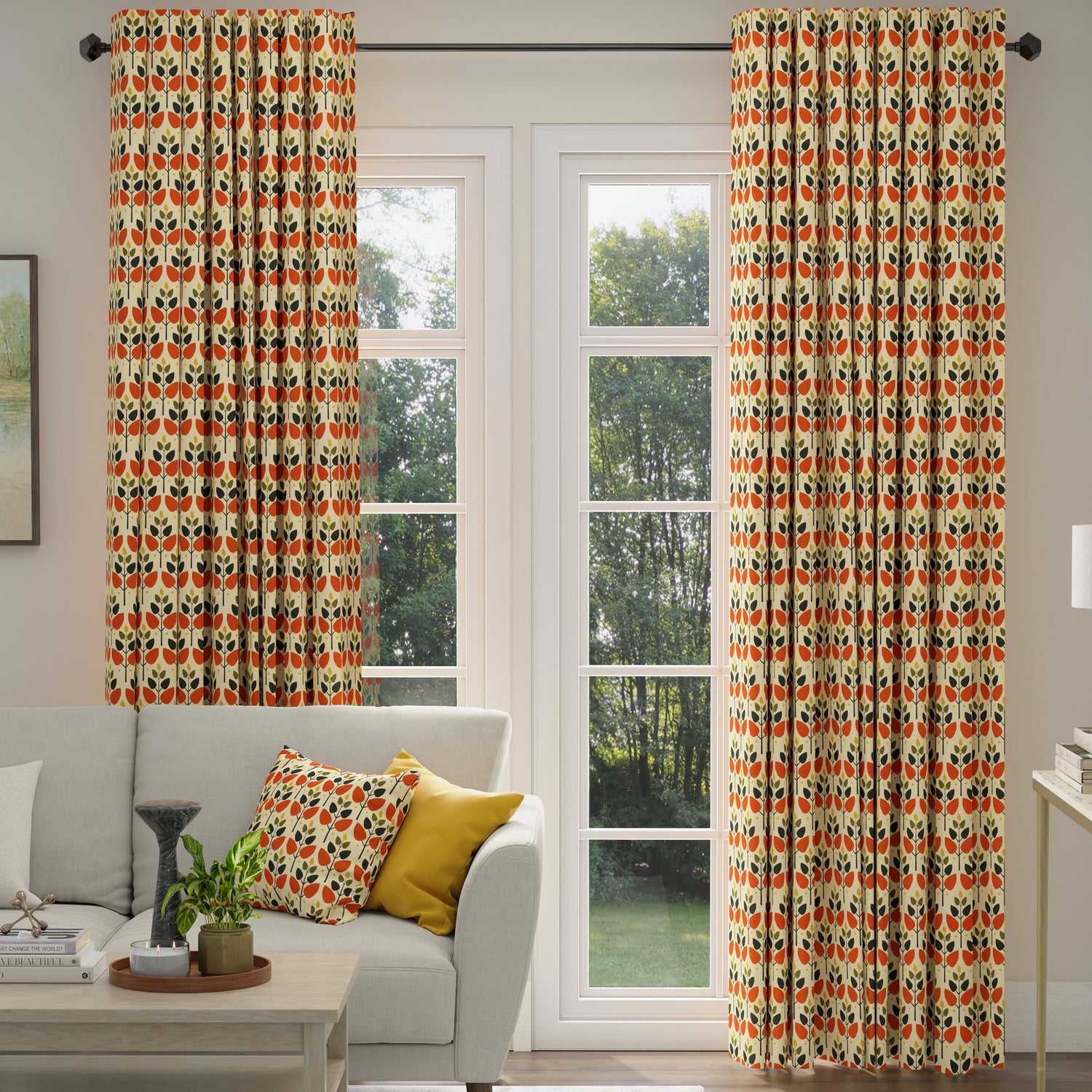ANTE DECOR Cadiz Printed Cotton Made To Measure Curtains Burnt Umber