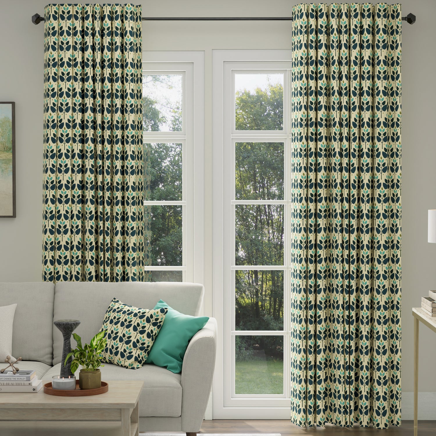 ANTE DECOR Cadiz Printed Cotton Made To Measure Roman Blind Lapis
