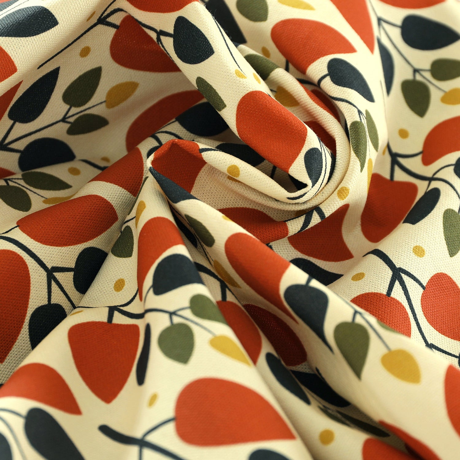 ANTE DECOR Cadiz Printed Cotton Made To Measure Curtains Burnt Umber