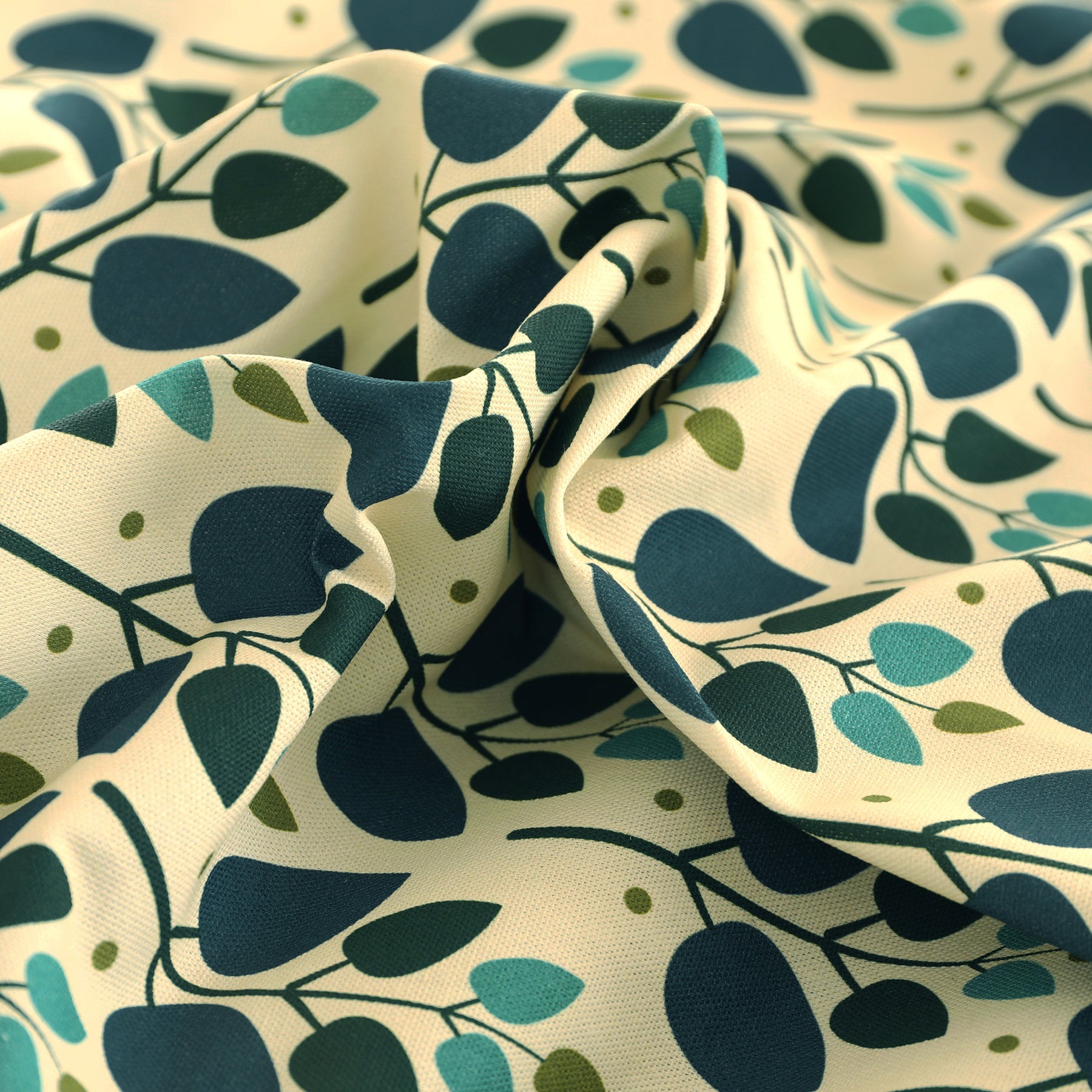 ANTE DECOR Cadiz Printed Cotton Made To Measure Curtains Lapis