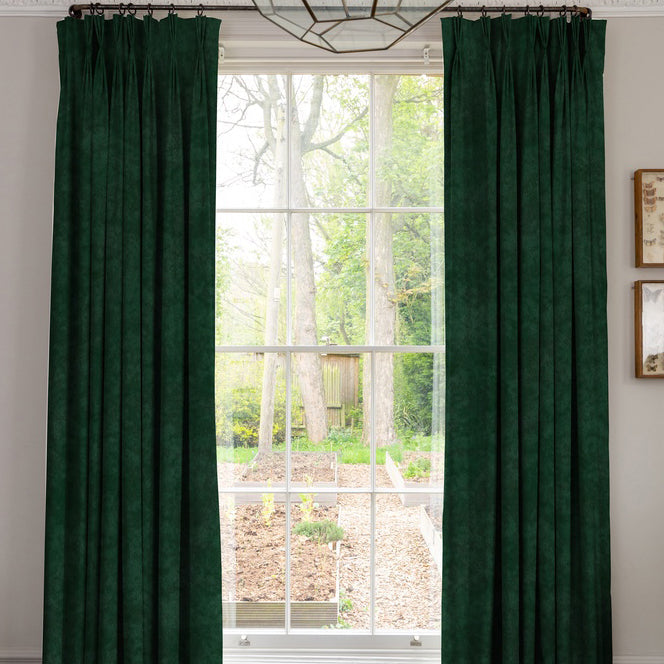 Linda Barker Elsie Velvet Made To Measure Curtains Dark Green