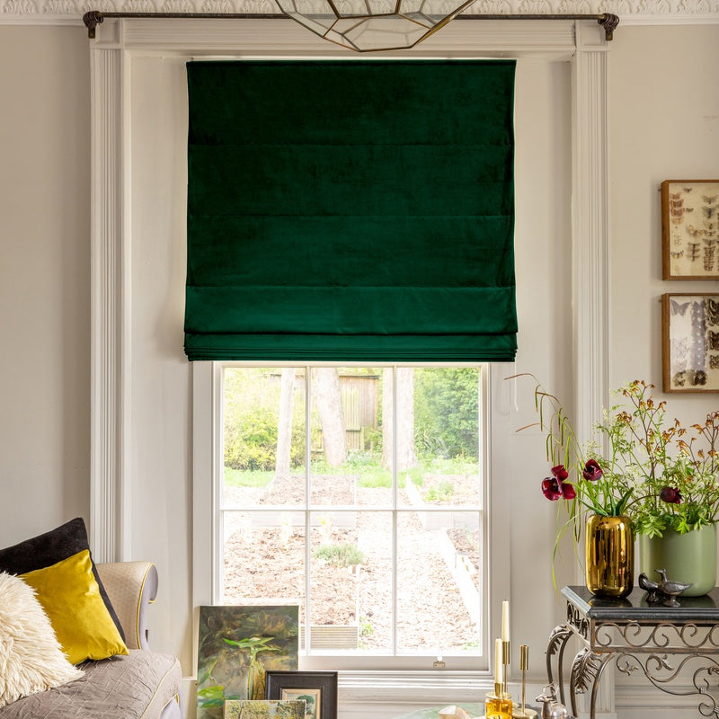 Linda Barker Elsie Velvet Made To Measure Curtains Dark Green