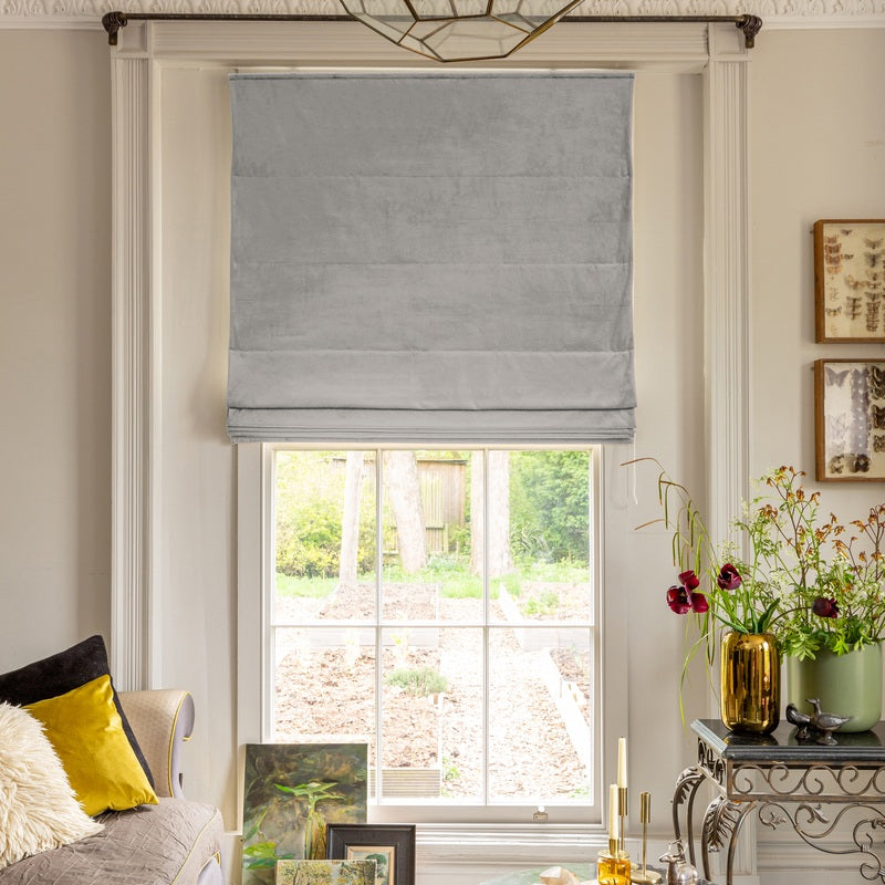 Linda Barker Elsie Velvet Made To Measure Roman Blind Silver