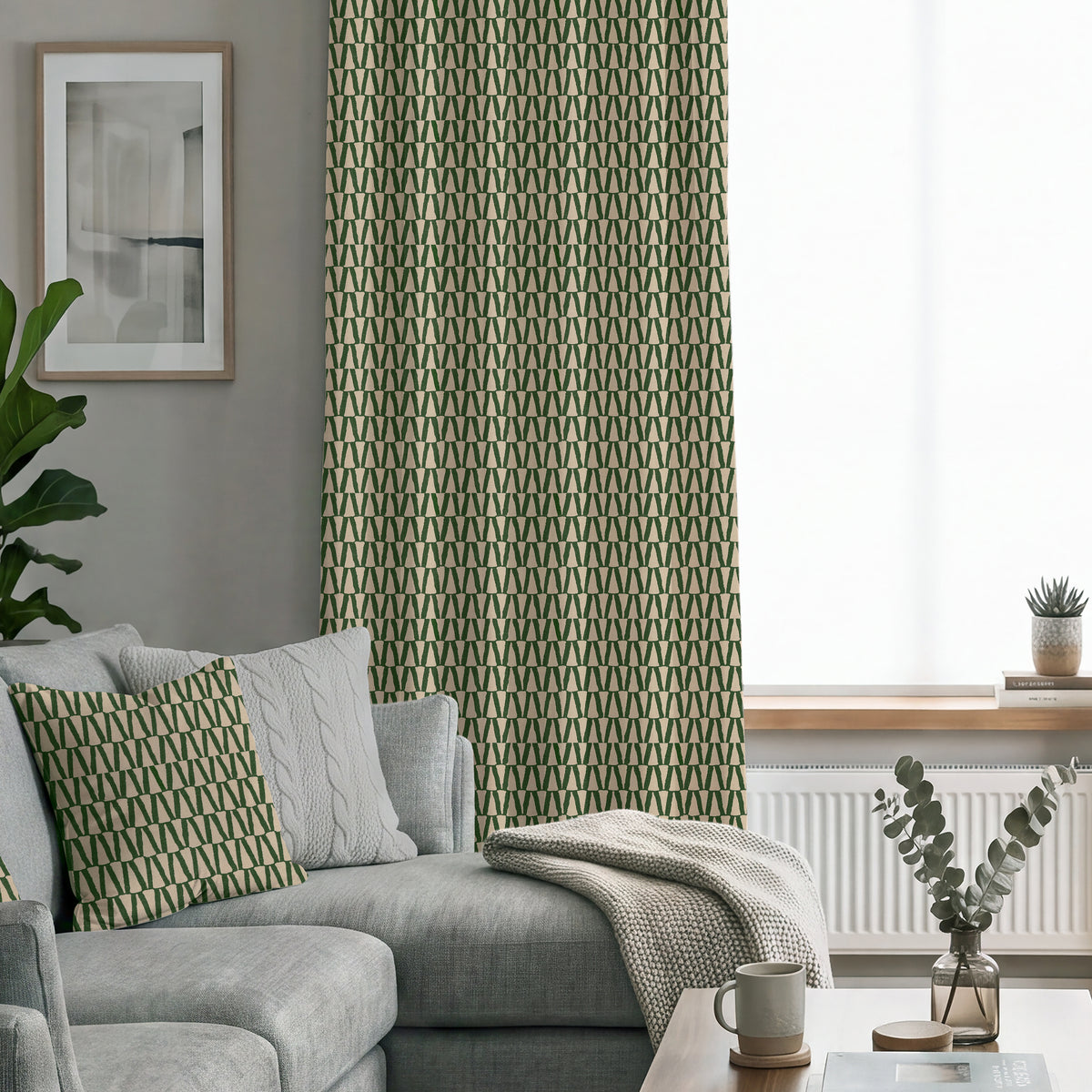ANTE DECOR Elton Made To Measure Curtains Juniper Green