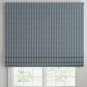 ANTE DECOR Latham Printed Cotton Stripe Made To Measure Roman Blind Blue On Blue