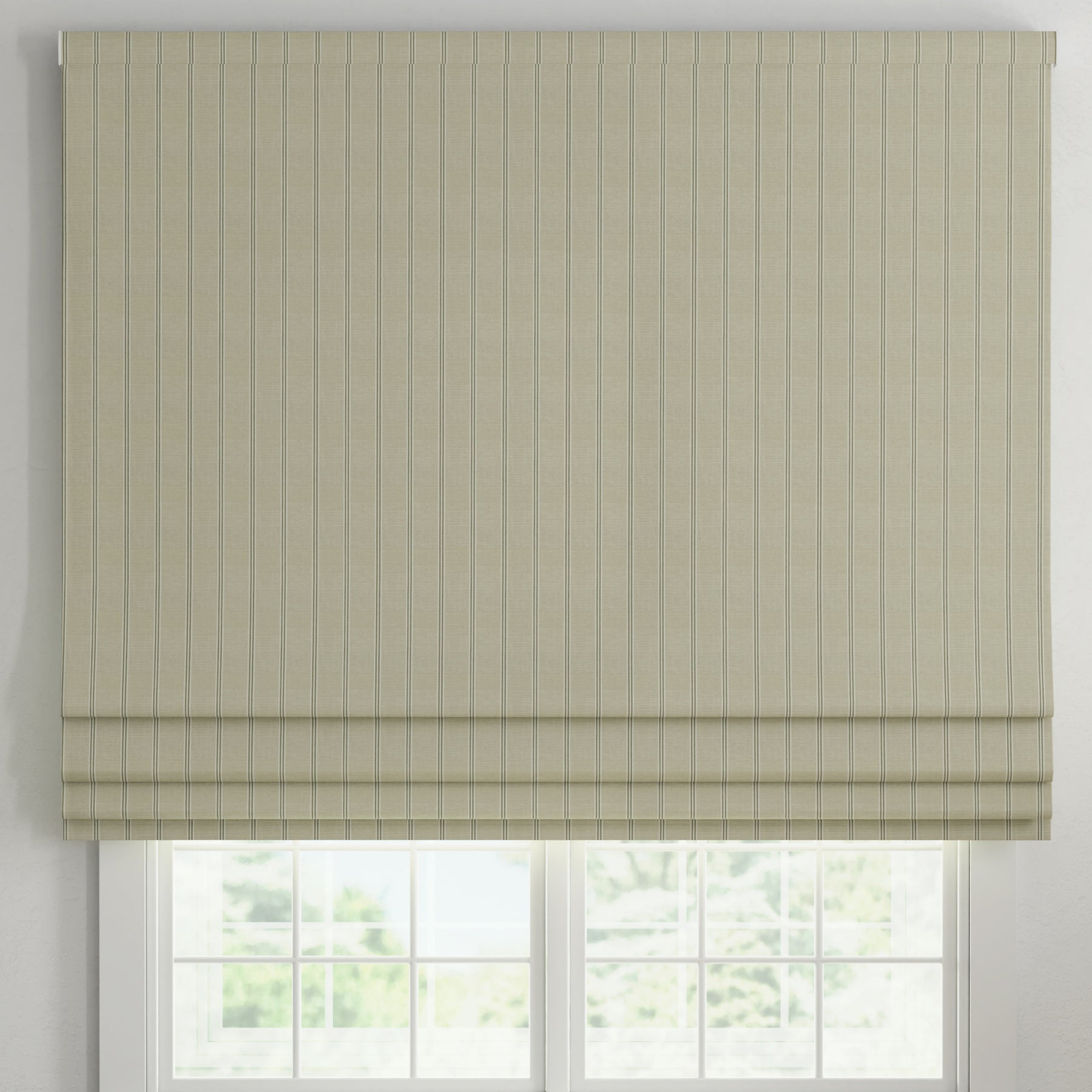 ANTE DECOR Latham Printed Cotton Stripe Made To Measure Roman Blind Beige