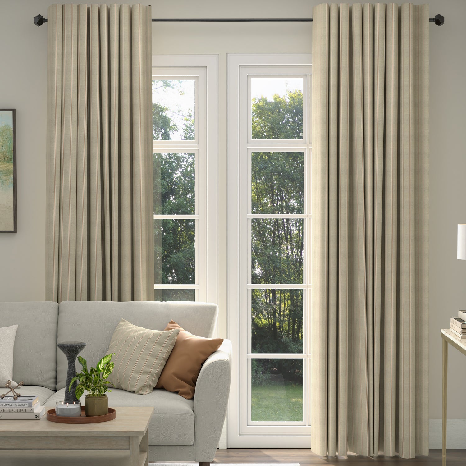 ANTE DECOR Latham Printed Cotton Stripe Made To Measure Roman Blind Sienna