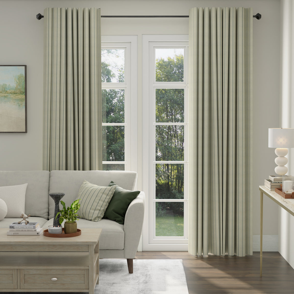 ANTE DECOR Latham Printed Cotton Stripe Made To Measure Curtains Charcoal