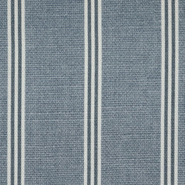 ANTE DECOR Latham Printed Cotton Stripe Fabric Blue on Blue