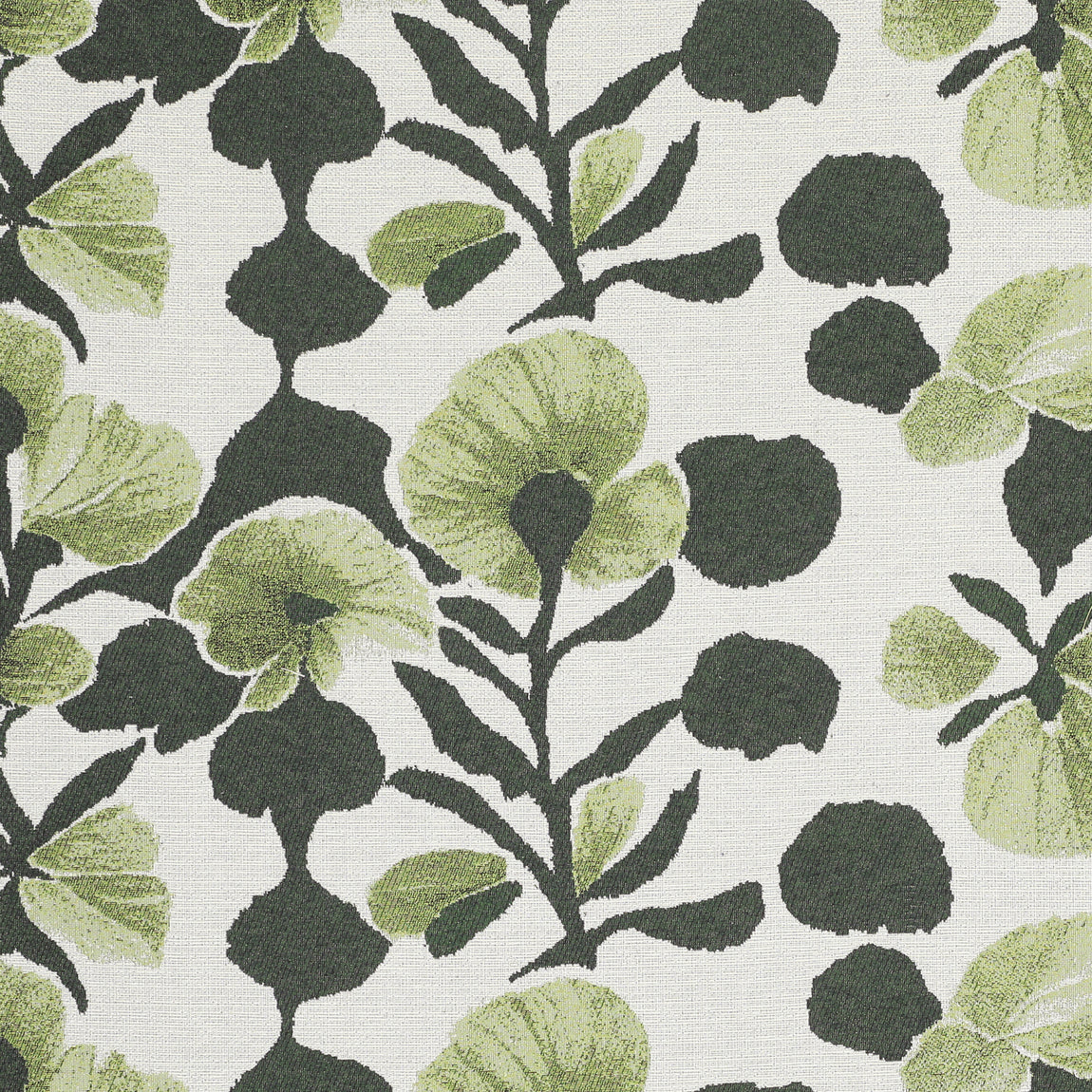 Linda Barker Evergreen Flower Woven Fabric Green