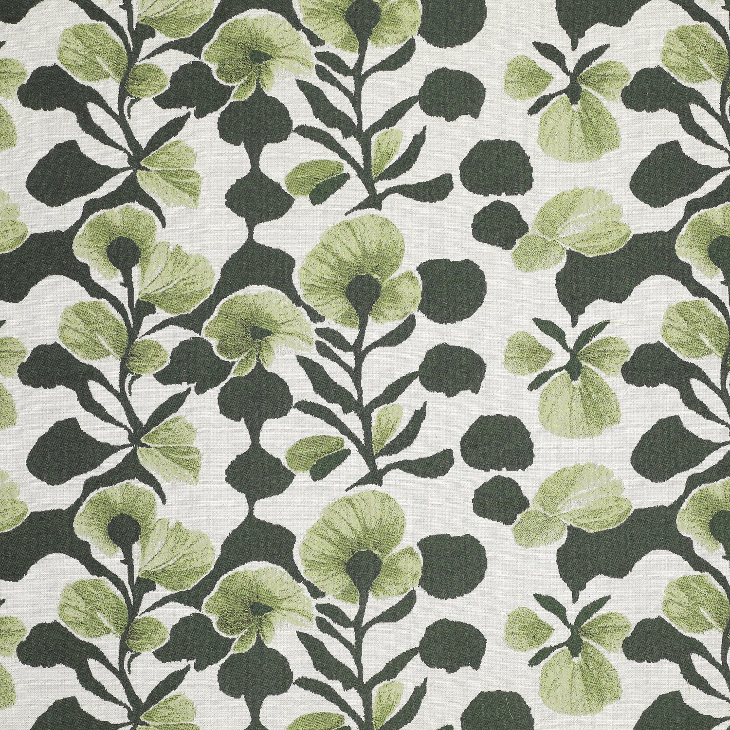 Linda Barker Evergreen Flower Woven Fabric Green