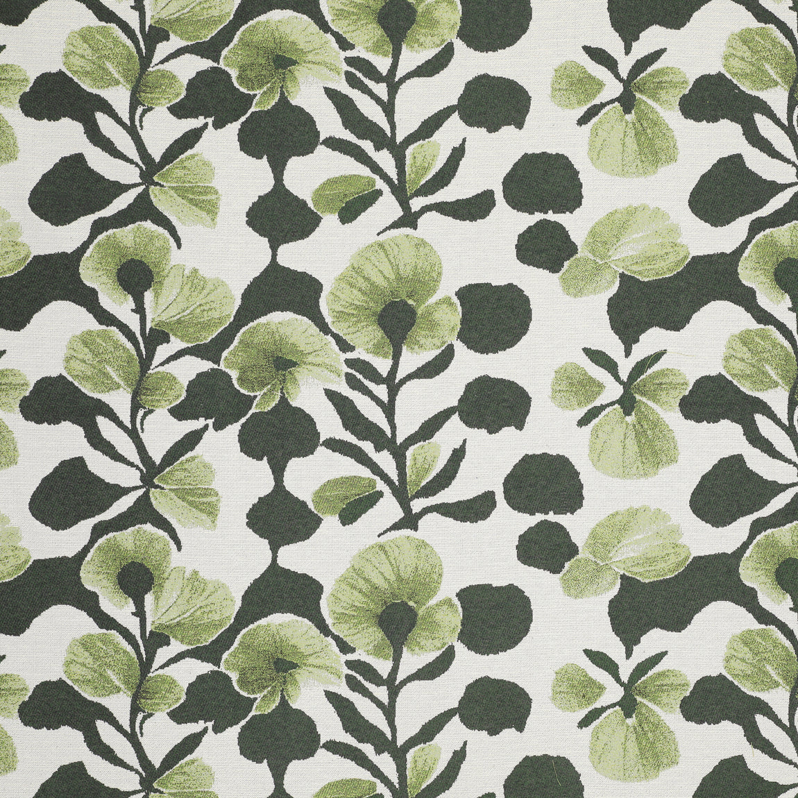 Linda Barker Evergreen Flower Woven Fabric Green