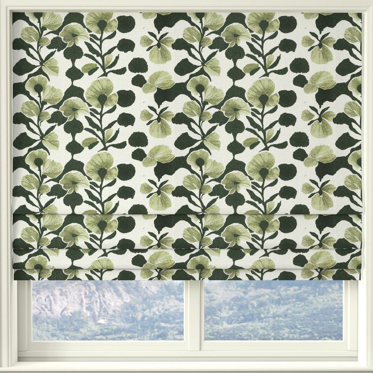 Linda Barker Evergreen Flower Woven Fabric Green