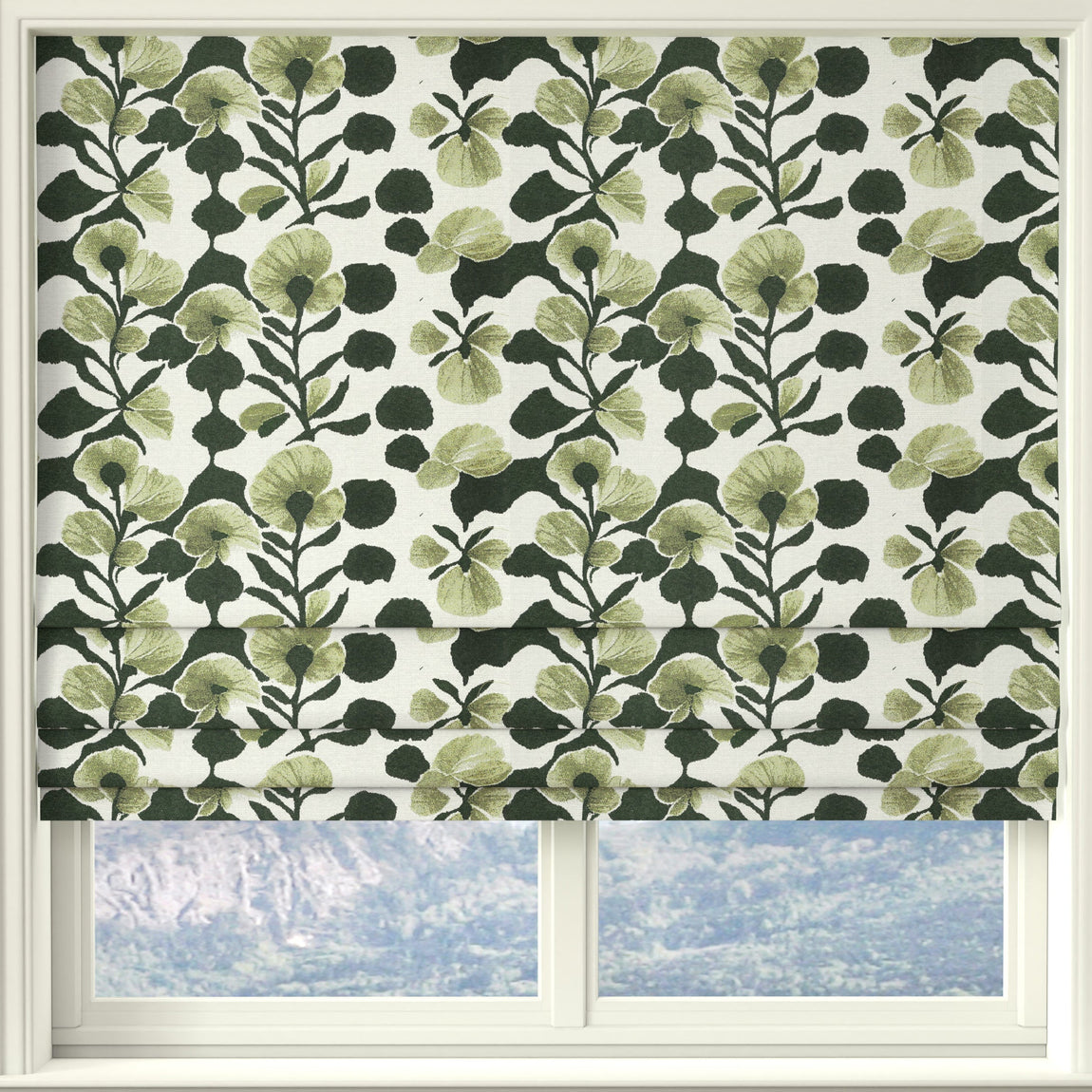 Linda Barker Evergreen Flower Woven Fabric Green