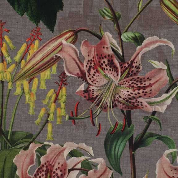 Linda Barker Grandi Floral Velvet Fabric Silver Lavender