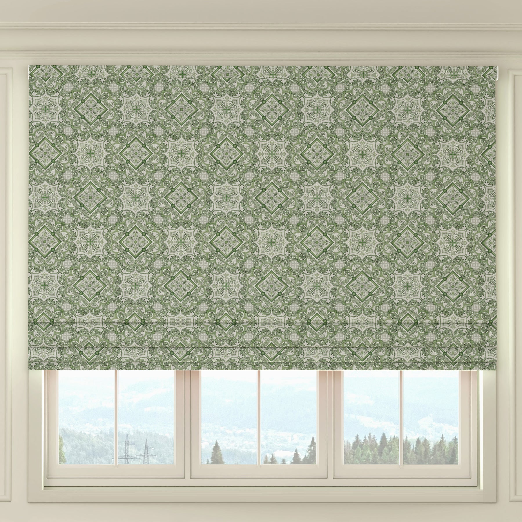 HOUSE Llewelyn-Bowen Festivo Printed Made To Measure Roman Blind Pistache