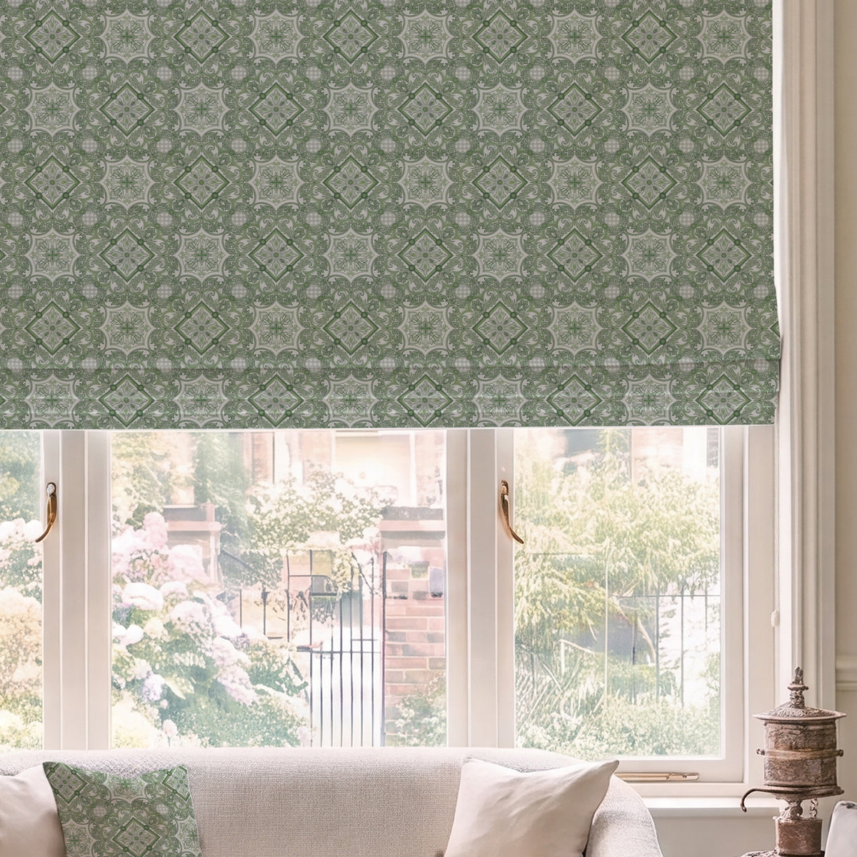 HOUSE Llewelyn-Bowen Festivo Printed Made To Measure Roman Blind Pistache
