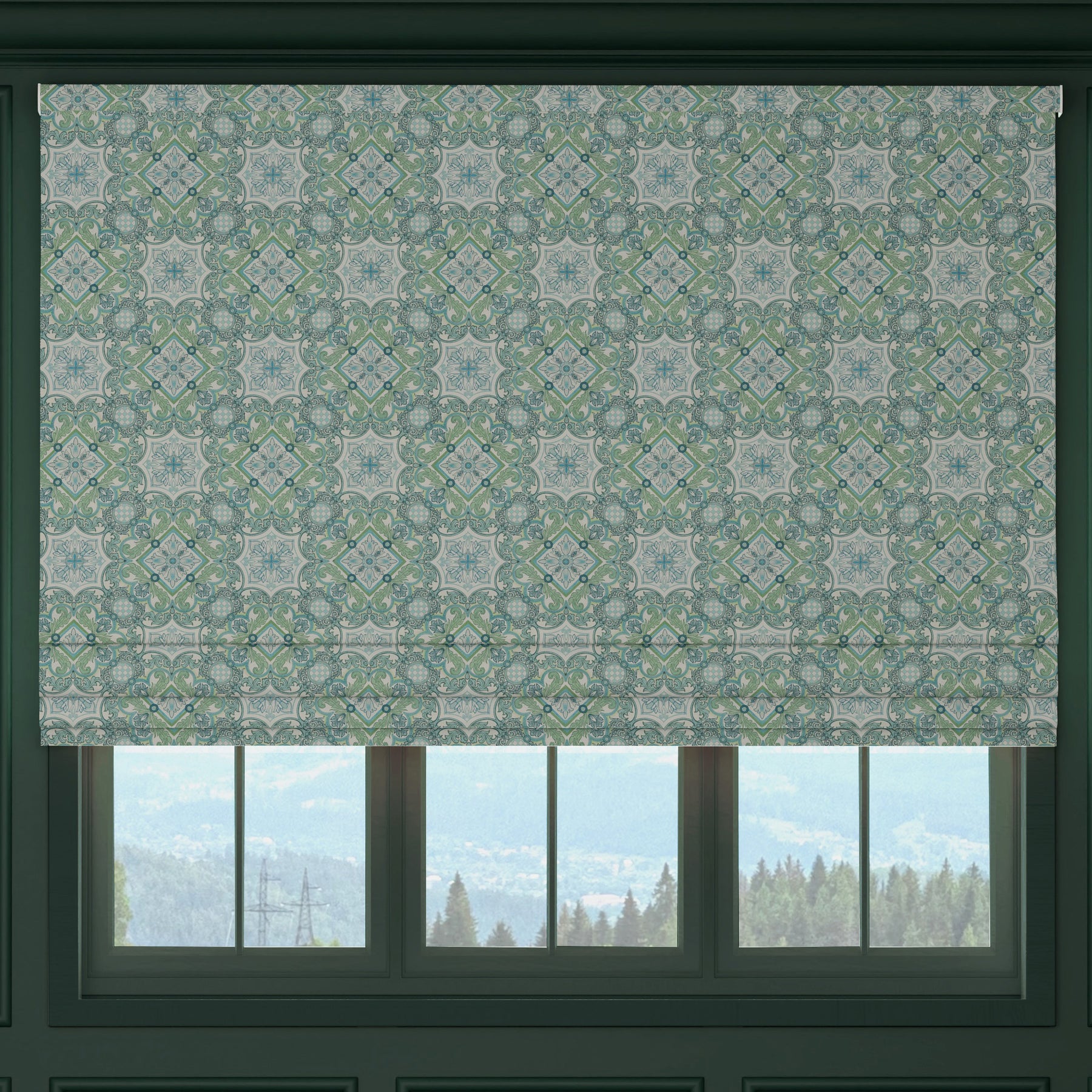 HOUSE Llewelyn-Bowen Festivo Printed Made To Measure Roman Blind Verdrelle