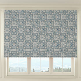 HOUSE Llewelyn-Bowen Festivo Printed Made To Measure Roman Blind Bluestone