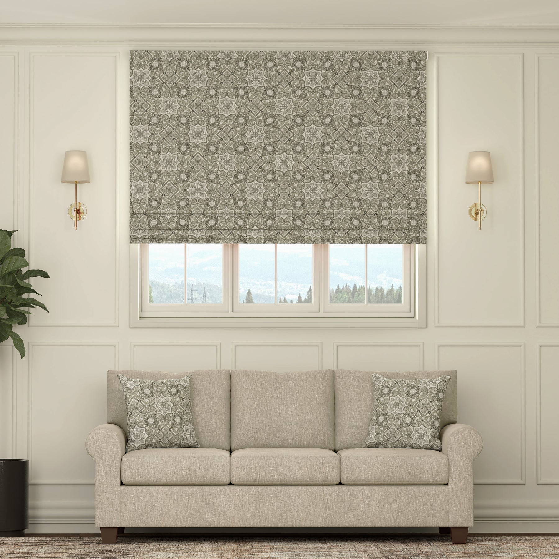 HOUSE Llewelyn-Bowen Festivo Printed Made To Measure Roman Blind Noir