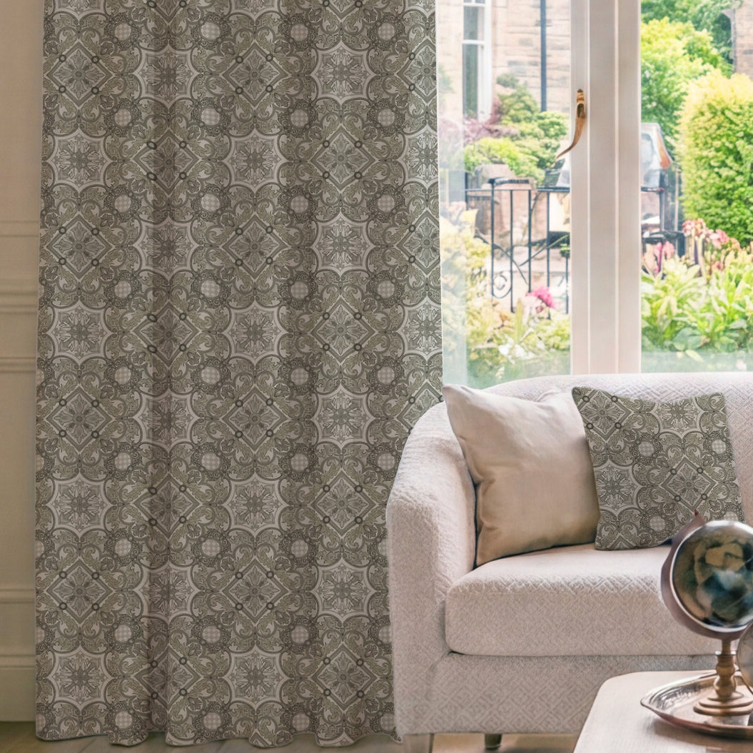 HOUSE Llewelyn-Bowen Festivo Printed Made To Measure Curtains Noir