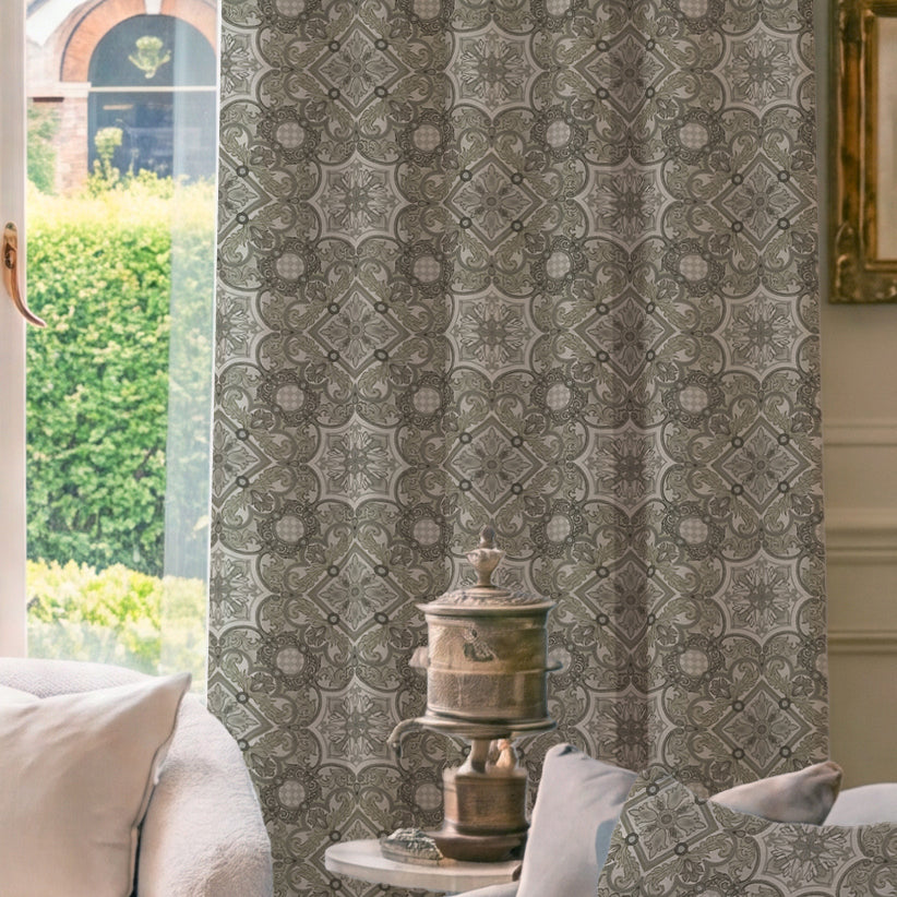 HOUSE Llewelyn-Bowen Festivo Printed Made To Measure Curtains Noir