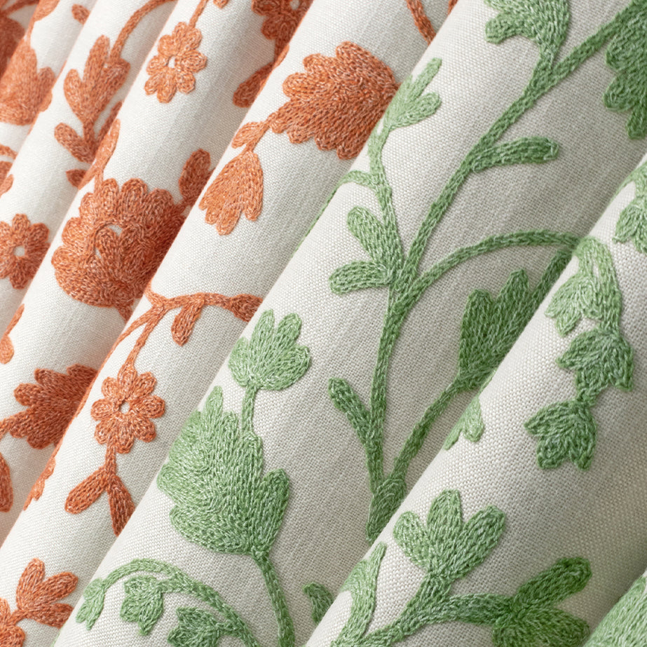 Fibre Naturelle Lucca Embroidered Fabric Thyme