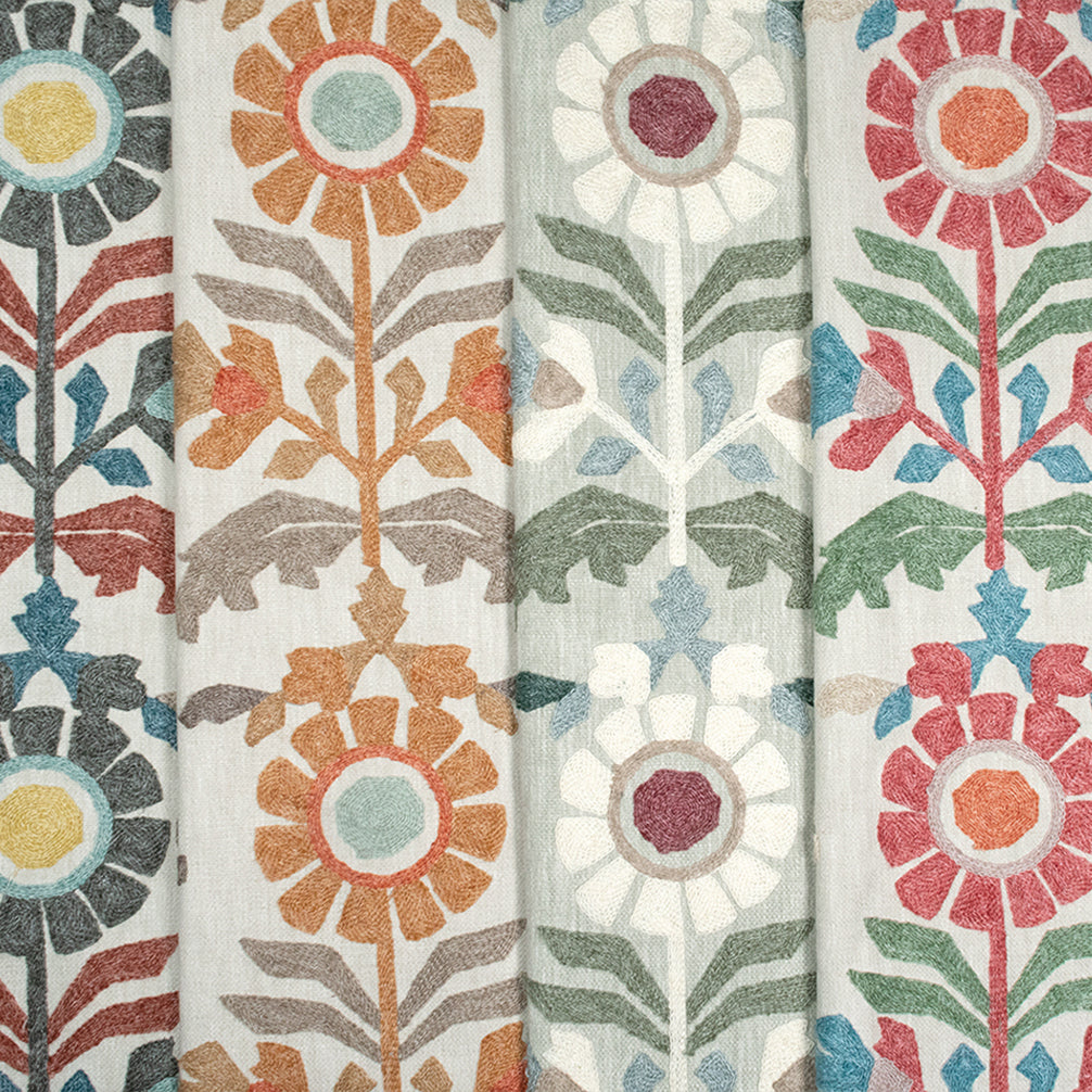 Fibre Naturelle Oslo Embroidered Fabric Sage