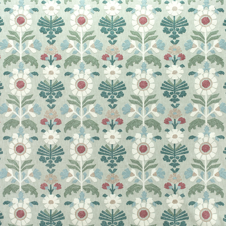 Fibre Naturelle Oslo Embroidered Fabric Sage