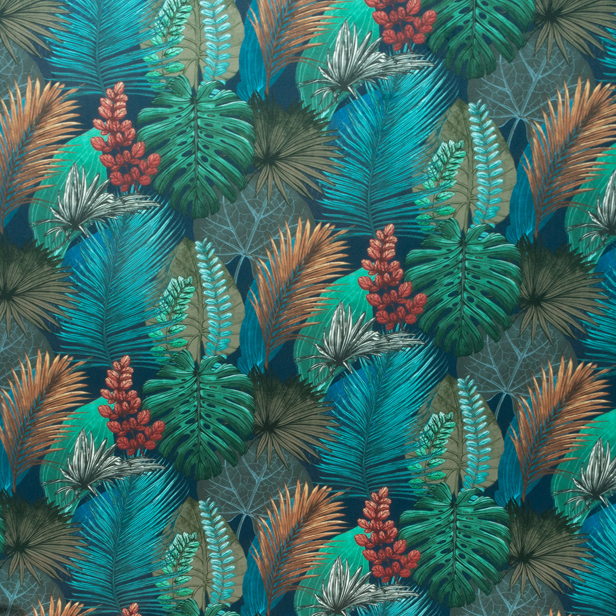 Fibre Naturelle Rainforest Velvet Fabric Kingfisher