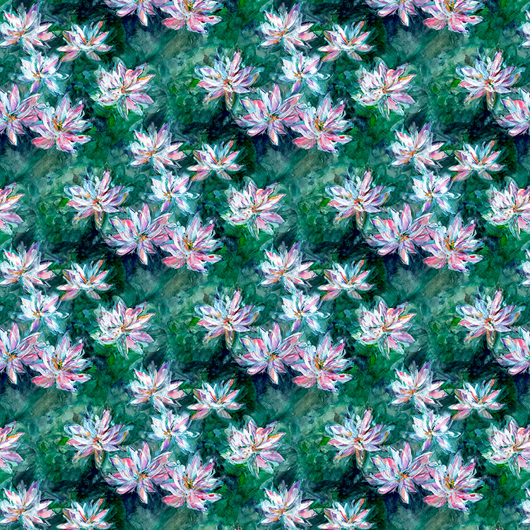 Green Fibre Naturelle Waterlily Fabric | Terrys