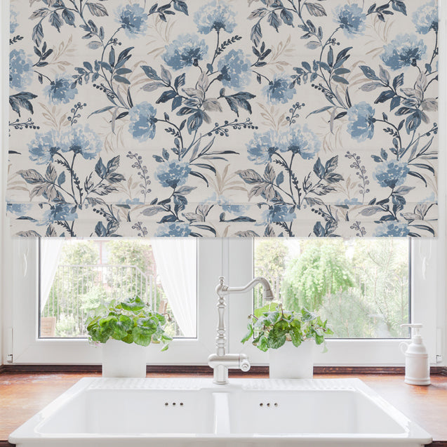 Flora Made to Measure Roman Blind Grey Skies