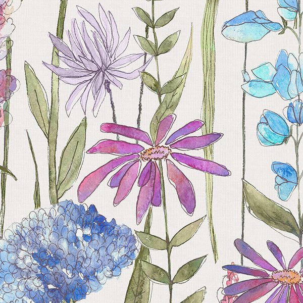 Voyage Florabunda Made to Measure Curtain Bluebell Ecru