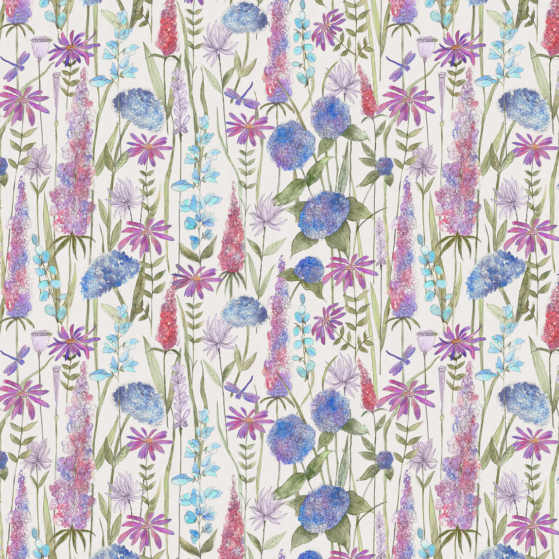Voyage Florabunda Made to Measure Curtain Bluebell Ecru