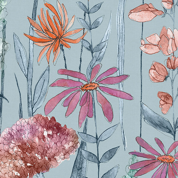 Voyage Florabunda Made to Measure Curtain Cornflower