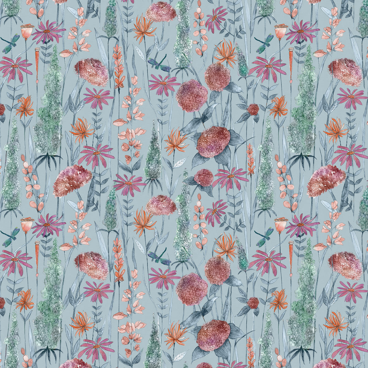 Voyage Florabunda Made to Measure Curtain Cornflower