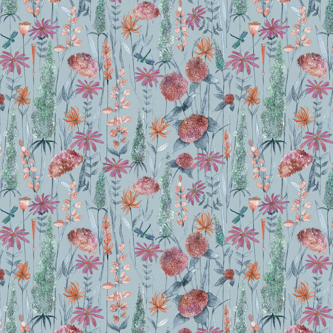 Voyage Florabunda Made to Measure Curtain Cornflower