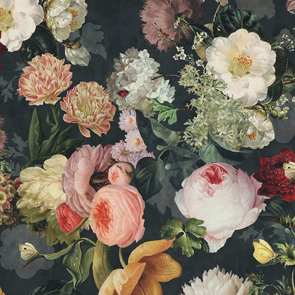 Linda Barker Florabunda Velvet Made To Measure Roman Blind Carbon