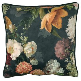 Linda Barker Florabunda Velvet 45cm x 45cm Filled Cushion Carbon