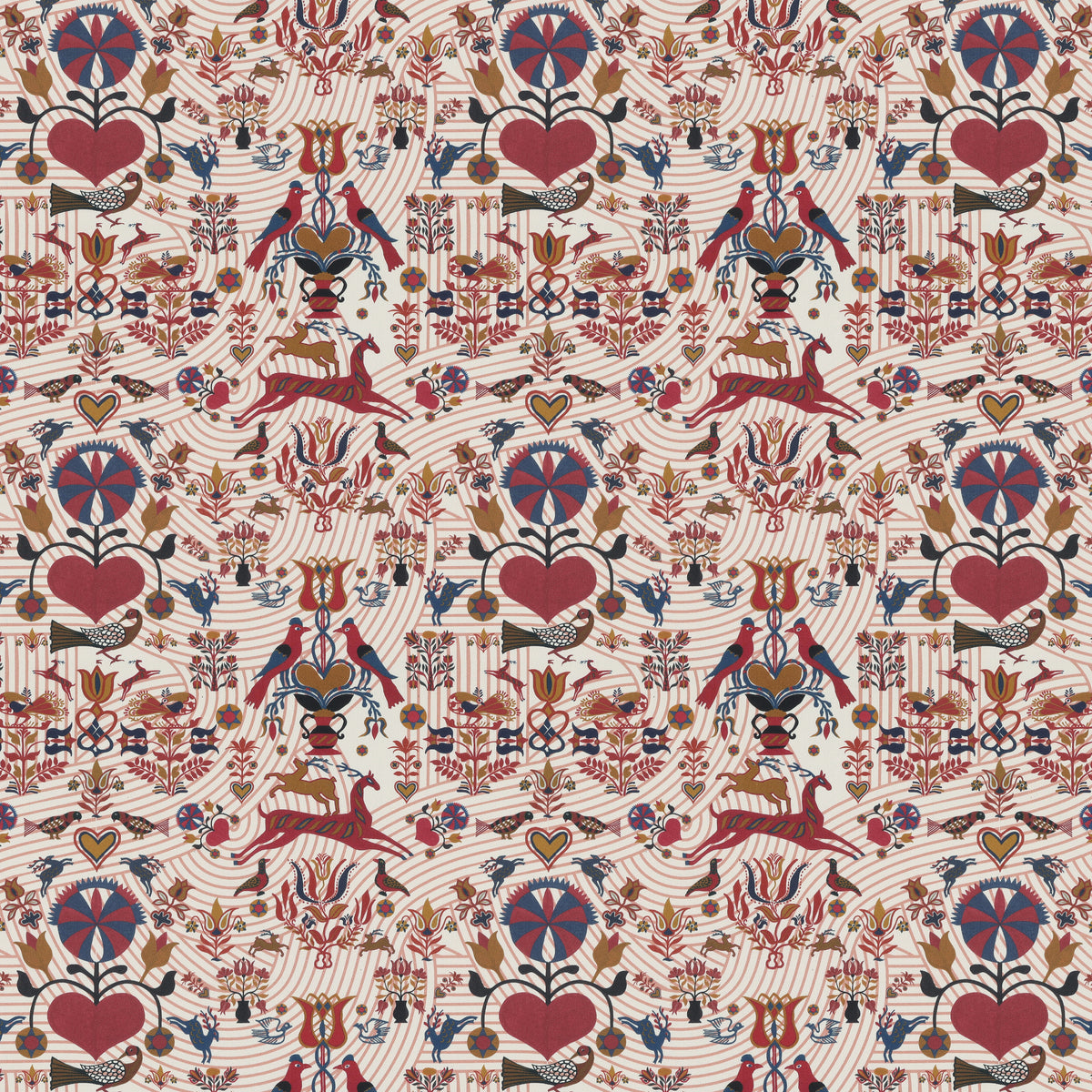 Carrie Neely Folk Fabric Ruby